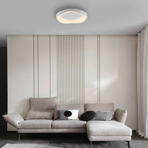 Schöner Wohnen Lampa sufitowa MONTA, możliwość ściemniania, biały / opal, salon / jadalnia, metal, nowoczesny