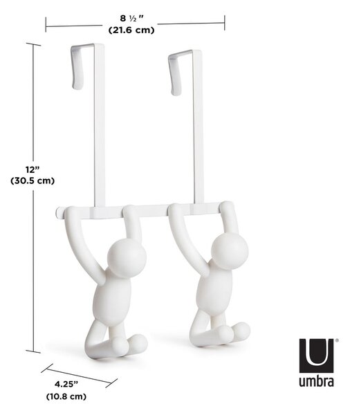 Biały plastikowy wieszak na drzwi 22 cm Buddy – Umbra
