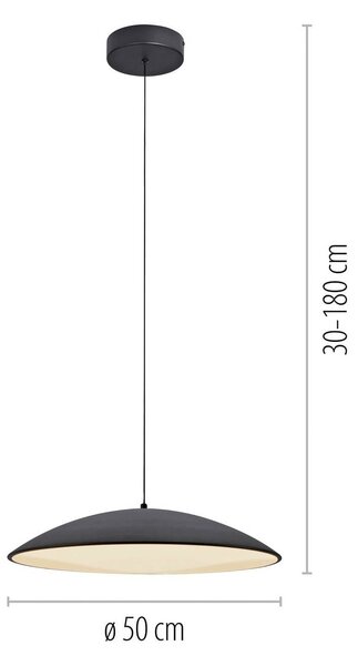 Schöner Wohnen Lampa wisząca LENTE, możliwość ściemniania, czarny, salon / jadalnia, metal, nowoczesny