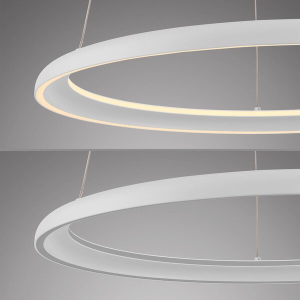 Schöner Wohnen Lampa wisząca QUILLO, możliwość ściemniania, biały / opal, salon / jadalnia, aluminium, nowoczesny