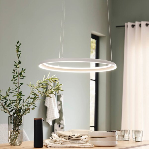 Schöner Wohnen Lampa wisząca QUILLO, możliwość ściemniania, kremowy / amber, salon / jadalnia, aluminium, nowoczesny