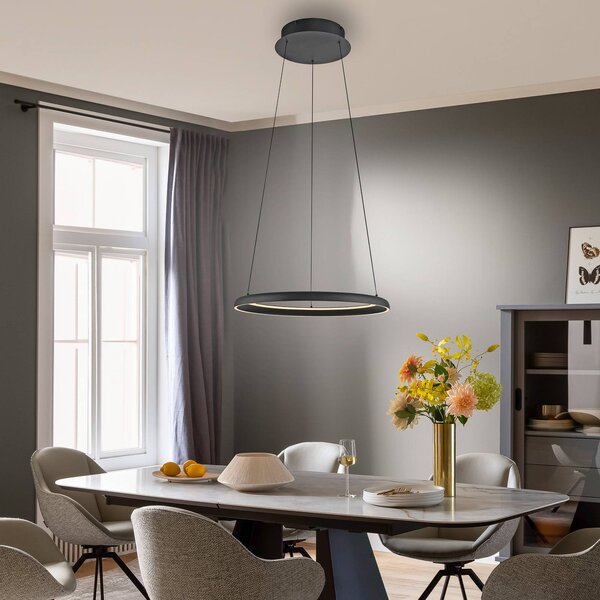 Schöner Wohnen Lampa wisząca QUILLO, możliwość ściemniania, czarny, salon / jadalnia, aluminium, nowoczesny