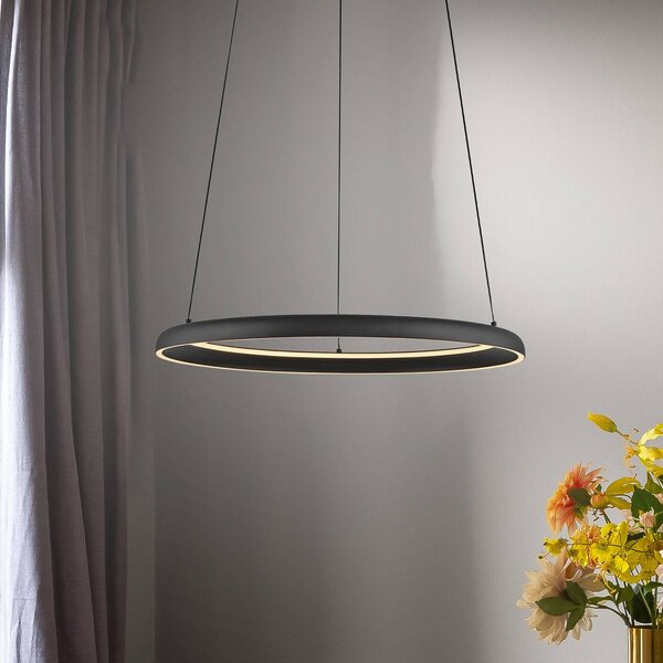 Schöner Wohnen Lampa wisząca QUILLO, możliwość ściemniania, czarny, salon / jadalnia, aluminium, nowoczesny