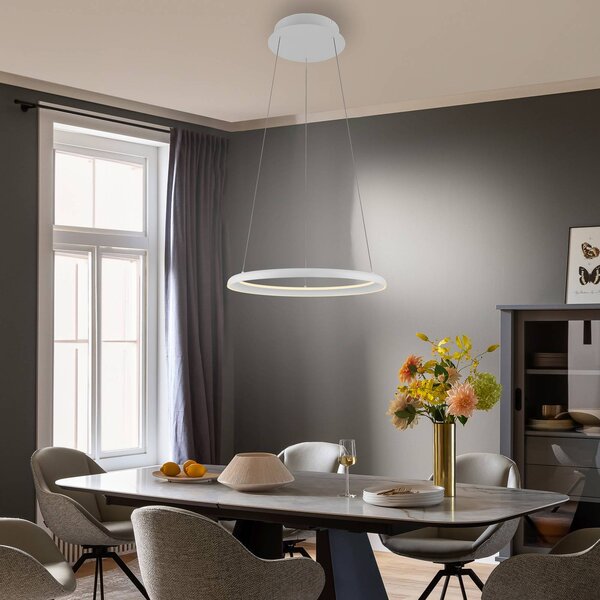 Schöner Wohnen Lampa wisząca QUILLO, możliwość ściemniania, biały / opal, salon / jadalnia, aluminium, nowoczesny