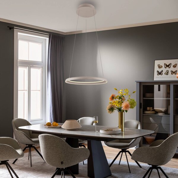 Schöner Wohnen Lampa wisząca QUILLO, możliwość ściemniania, kremowy / amber, salon / jadalnia, aluminium, nowoczesny