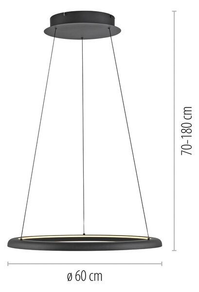 Schöner Wohnen Lampa wisząca QUILLO, możliwość ściemniania, czarny, salon / jadalnia, aluminium, nowoczesny