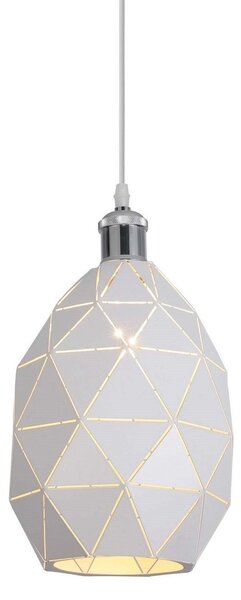 LAMPA NOWOCZESNA WISZĄCA BIAŁO-CHROMOWANA PESTICO