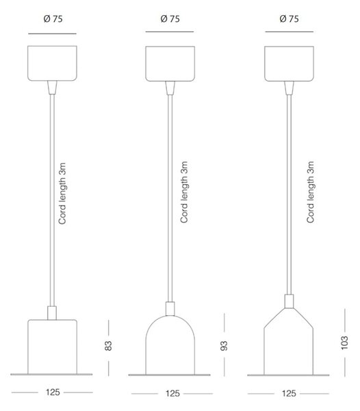 Zestaw 3 czarnych lamp wiszących EMKO Hat