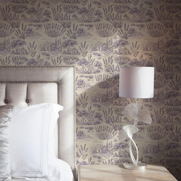 Tapety Pola lawendy i domy w pastelowych kolorach, Tapety w stylu francuskim, a00765 : Uwalls.pl