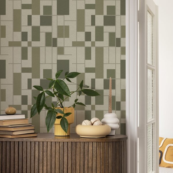 Tapety Geometryczny wzór w odcieniach zieleni, Tapety Abstrakcyjne, a00769 : Uwalls.pl
