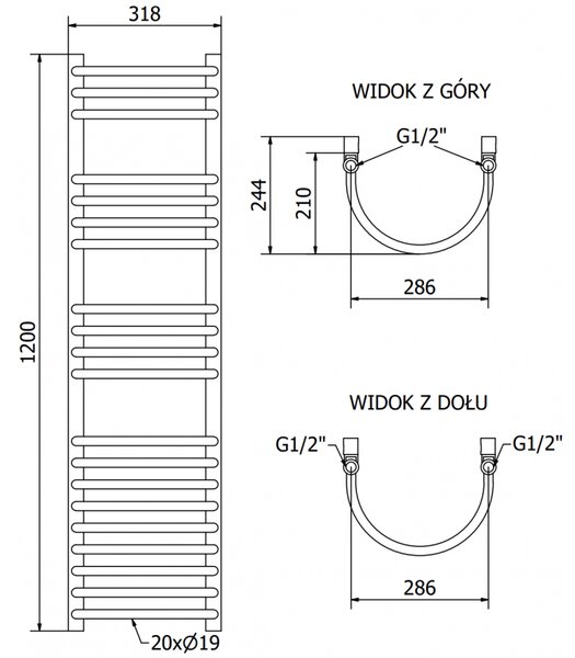 Mexen Eros grzejnik elektryczny 1200 x 318 mm, 300 W, chrom - W112-1200-318-2300-01