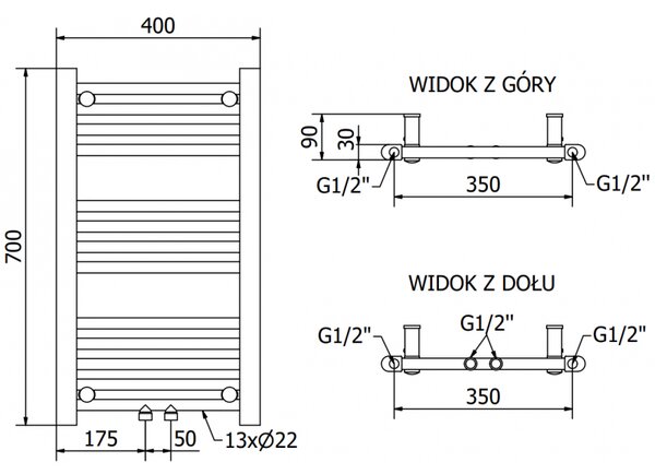 Mexen Mars grzejnik elektryczny 700 x 400 mm, 300 W, czarny - W110-0700-400-2300-70