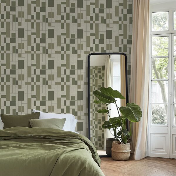 Tapety Geometryczny wzór w odcieniach zieleni, Tapety Abstrakcyjne, a00769 : Uwalls.pl