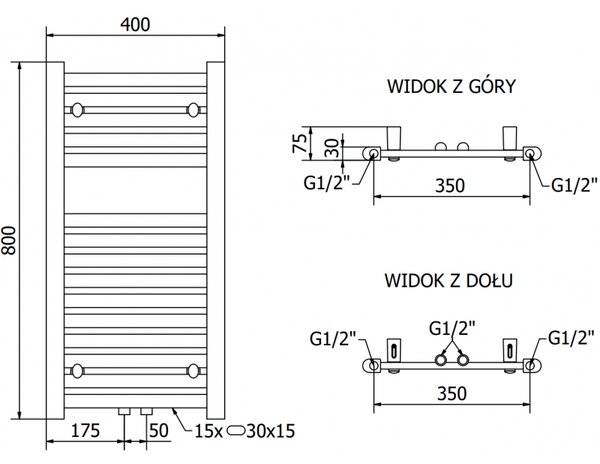 Mexen Hades grzejnik elektryczny 800 x 400 mm, 300 W, czarny - W104-0800-400-2300-70