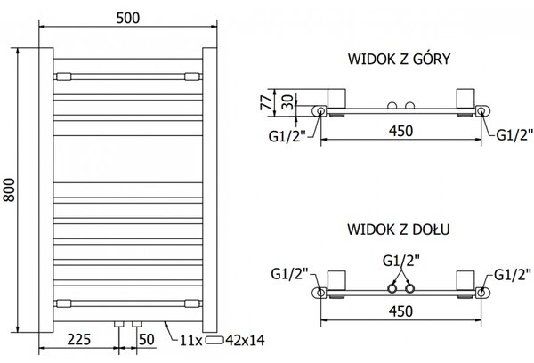 Mexen Uran grzejnik elektryczny 800 x 500 mm, 300 W, chrom - W105-0800-500-2300-01