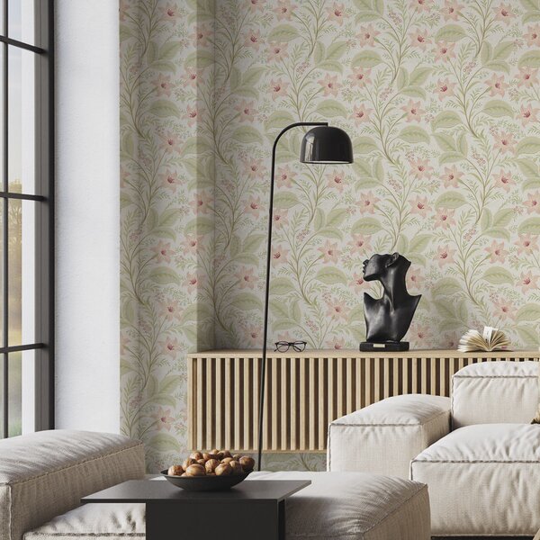 Tapety Delikatne kwiaty i liście w pastelowych odcieniach, Tapety Z kwiatami, a00771 : Uwalls.pl