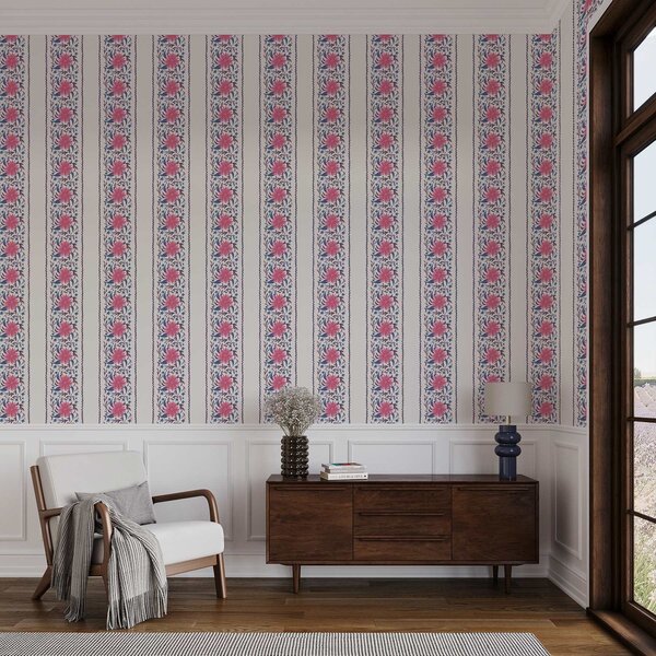 Tapety Pionowe paski w kwiatowy wzór w odcieniach różowo-fioletowych, Tapety Z kwiatami, a00810 : Uwalls.pl