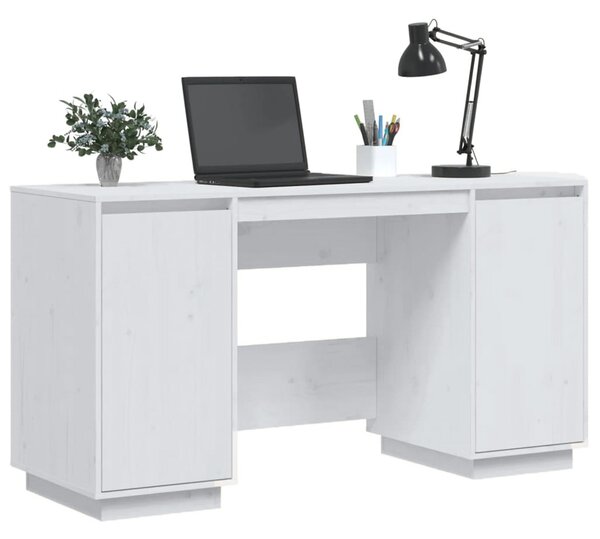 Białe biurko z drzwiczkami z drewna sosnowego - Cetus