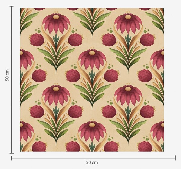 Tapety Symetryczny ornament kwiatowy na ciepłym beżowym tle, Tapety Z kwiatami, a00812v6 : Uwalls.pl