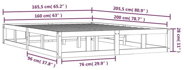 Podwójne drewniane czarne łóżko 160x200 C2-B34