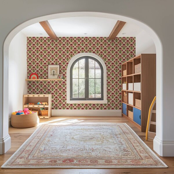 Tapety Symetryczny ornament kwiatowy na ciepłym beżowym tle, Tapety Z kwiatami, a00812v6 : Uwalls.pl