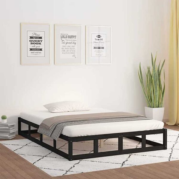 Podwójne drewniane czarne łóżko 160x200 C2-B34