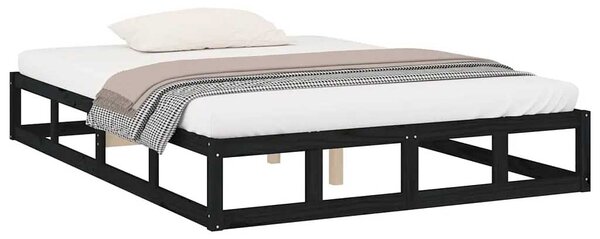 Czarne podwójne drewniane łóżko 140x200 - Kaori 5X