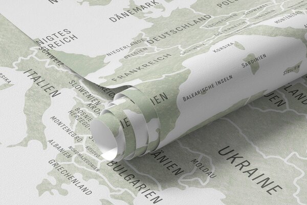 Fototapety Mapa dla dzieci w stylu akwareli z motywem zwierząt i balonów na ogrzane powietrze. Język, Fototapety Mapy, c00001de : Uwalls.pl