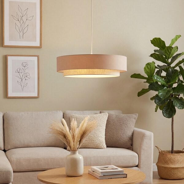 Nowoczesna lampa wisząca beżowa z naturalnym kolorem 50 cm 3-źródła światła - Drum Duo