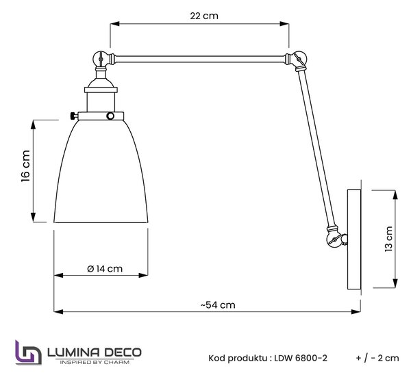 LAMPA ŚCIENNA KINKIET LOFTOWY FABI PRO GREY W2