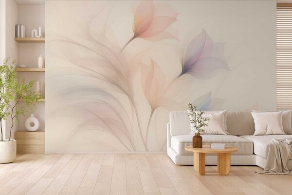 Fototapety delikatne półprzezroczyste tulipany na beżowym tle, Fototapety Abstrakcja, w04754 : Uwalls.pl