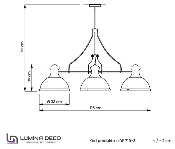 NOWOCZESNA LAMPA WISZĄCA INDUSTRIALNA CZARNA ETTORE W3