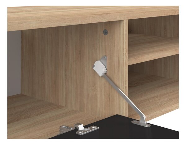 Czarna szafka pod TV w dekorze dębu 165x40 cm Ampère – TemaHome