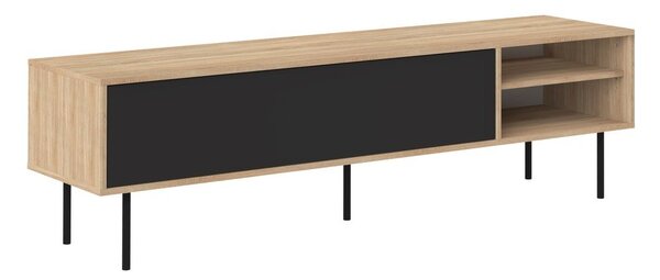 Czarna szafka pod TV w dekorze dębu 165x40 cm Ampère – TemaHome