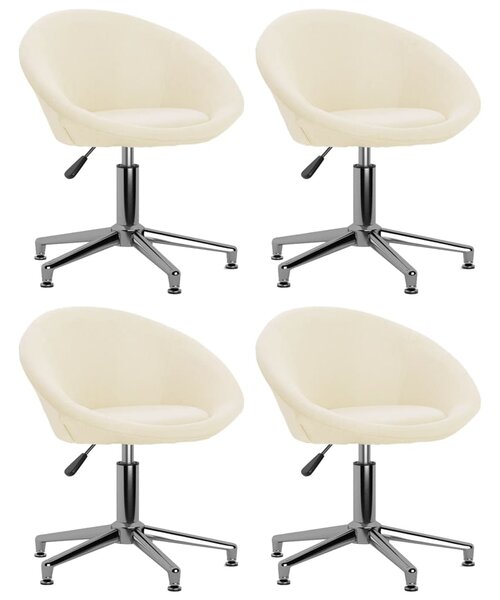 Obrotowe krzesła stołowe, 4 szt., kremowe, obite tkaniną