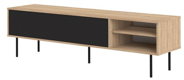 Czarna szafka pod TV w dekorze dębu 165x40 cm Ampère – TemaHome