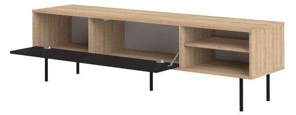 Czarna szafka pod TV w dekorze dębu 165x40 cm Ampère – TemaHome