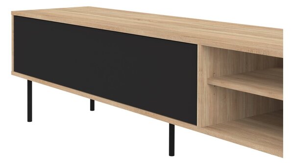 Czarna szafka pod TV w dekorze dębu 165x40 cm Ampère – TemaHome