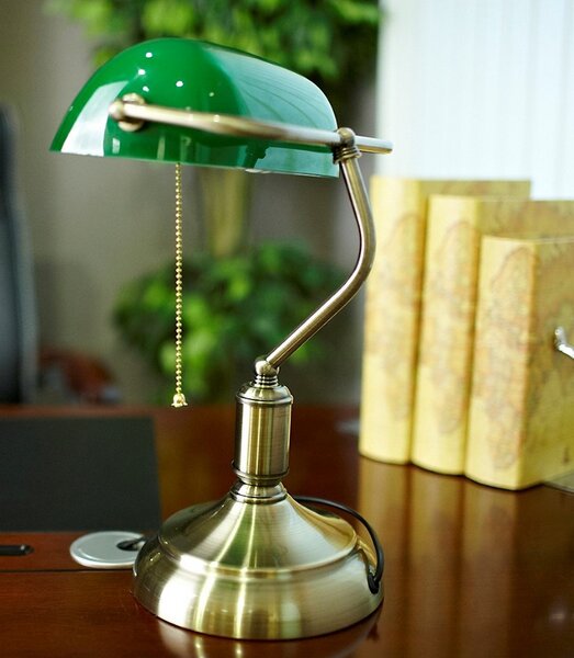 LAMPA BANKIERSKA BIURKOWA KLASYCZNA ZIELONA BANKER