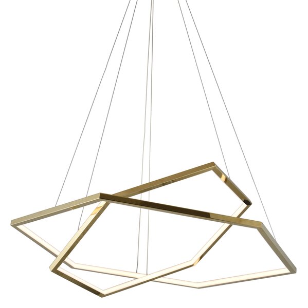 LED ring - Hexagon double gold - żyrandol 80cm sześciokąt złoty