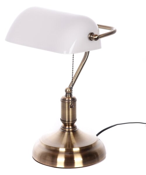 LAMPA BANKIERSKA BIURKOWA KLASYCZNA BIAŁA BANKER