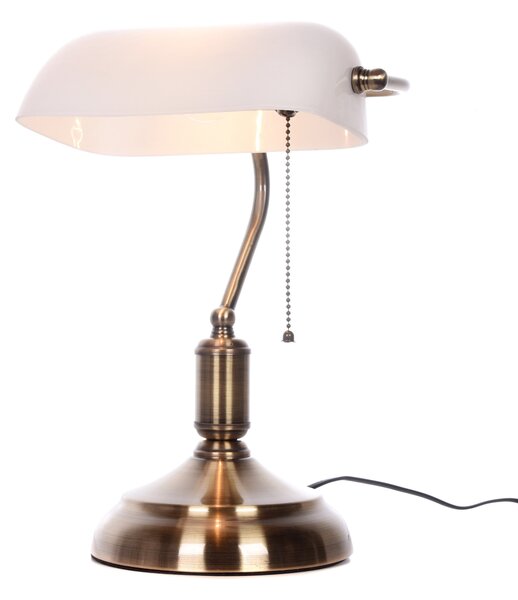 LAMPA BANKIERSKA BIURKOWA KLASYCZNA BIAŁA BANKER