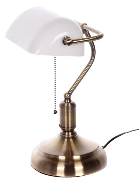 LAMPA BANKIERSKA BIURKOWA KLASYCZNA BIAŁA BANKER