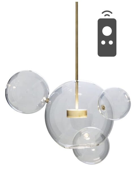 Bubble 4 - duża nowoczesna lampa wisząca - szklane kule pilot, przyciemnianie, 3000-5000K
