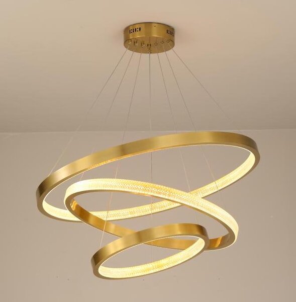 Zing Ring Triple 80 A - żyrandol LED 80cm trzy pierścienie złoty mosiądz