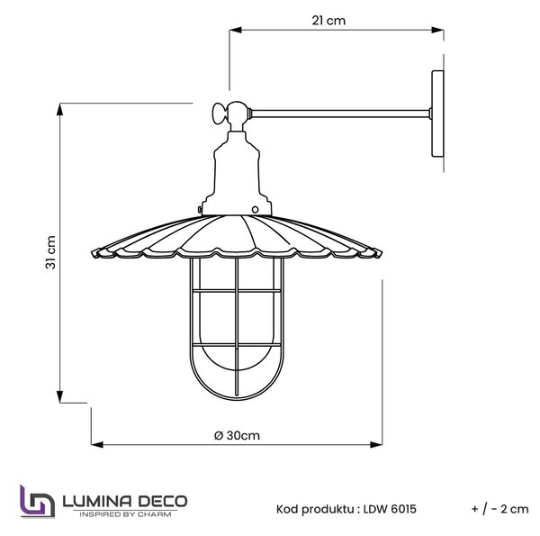 LAMPA ŚCIENNA KINKIET LOFTOWY CZARNY LATARO