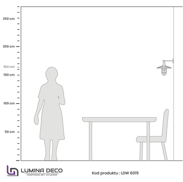 LAMPA ŚCIENNA KINKIET LOFTOWY CZARNY LATARO