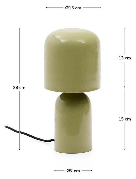 Zielona lampa stołowa z metalowym kloszem (wysokość 28 cm) Monze – Kave Home