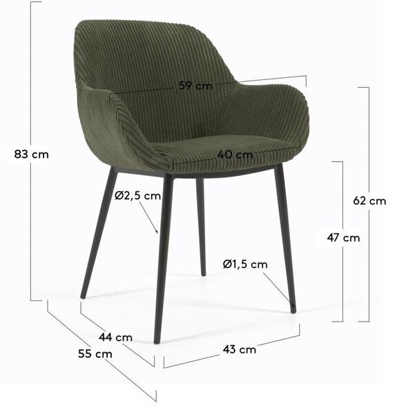 Tapicerowany fotel jadalniany w kolorze khaki Konna – Kave Home