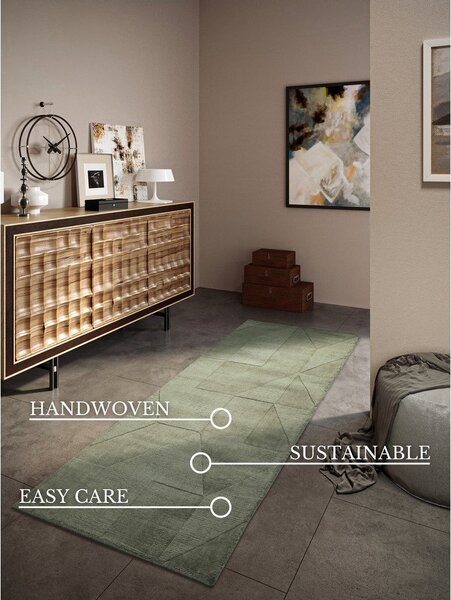 Zielony wełniany chodnik tkany ręcznie 80x250 cm Ursule – Villeroy&Boch